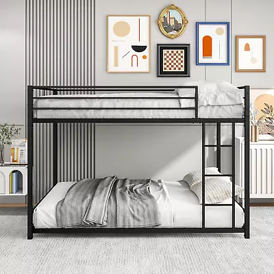 Metal Bunk Bed Full Over Full With Guard Rails Heavy Duty Space-Saving Design • $310.58