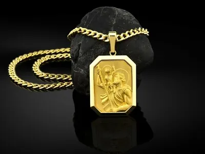 Saint Christopher Martyr Christian Holy Design Bright Polish Men Pendant In 925 • $462.88