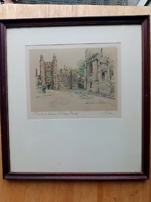 Vintage Watercoloured Lithograph Print Eton Lupton Tower Collage Yard Magorie C. • $79.95