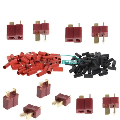 Ultra T-Plug Connectors 10 Pairs Deans Style Male Female With 10Pair Shrink Tube • $4.04