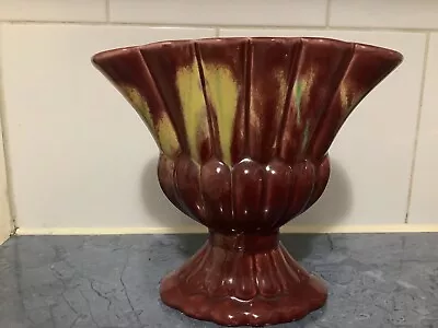 Vintage Casey Ware Pottery  Shaped Fan Vase- Maroon And Yellow In Colour • $18