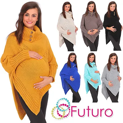 Practical Maternity Thick Heavy Poncho Jersey Warm Jumper Coat Size 8-14 FAS09 • $22.80