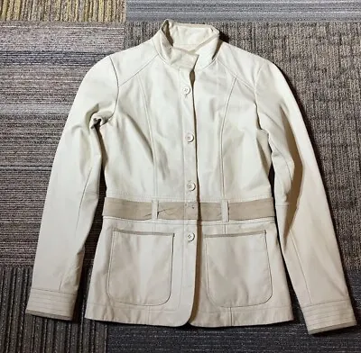 Womens Moda International Size Small Beige Leather Jacket • $24.95