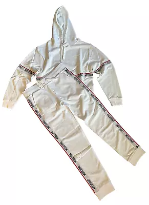 New With Tags Moschino Tape Logo White Tracksuit Hoodie+Sweatpants US S • $225