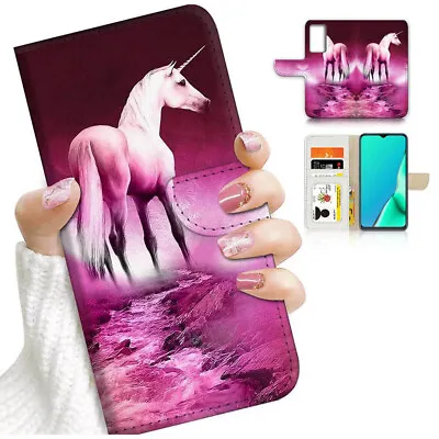 $13.99 • Buy ( For Oppo A57 / A57S ) Wallet Flip Case Cover AJ24510 Unicorn Horse