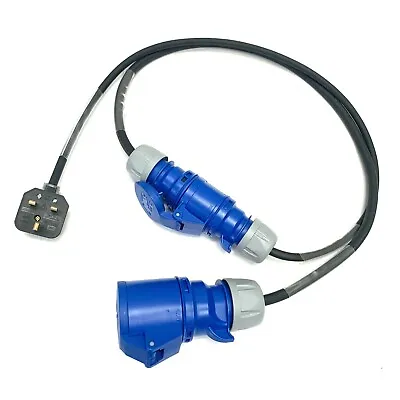 3-in-1 13Amp Plug To 32Amp Socket Adaptor 13A-32A 13A-16A 16A-32A Converter Lead • £39.90