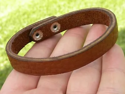 Men Plain Black Or Brown Bracelet Customize Size  Bison Leather Cuff Wristband • $22.41