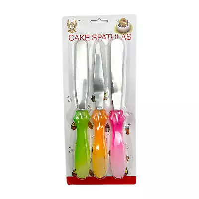  3pcs Stainless Steel Spatula Palette Knife Set Cake Decorating Smooth Tools Kit • £3.23