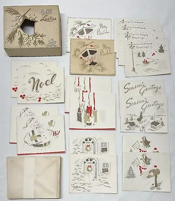 Vintage Box Of 18 Christmas Cards With Envelopes Unused - Look! So Unique • $29