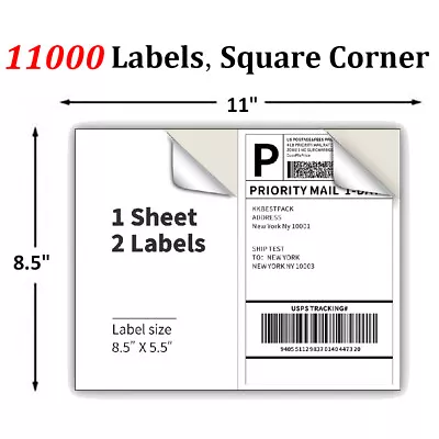 220-11000 Shipping Labels 8.5x5.5  Half Sheets Blank Self Adhesive 2 Per Sheet • $29.99