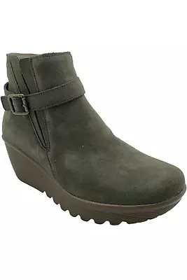 Skechers Suede Parallel Wedge Ankle Boots Day Date Olive • $41.99