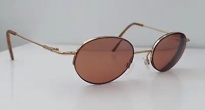 Vintage Silhouette M7337 Brown Gold Oval Half-Rim Sunglasses Austria FRAMES ONLY • $37.40