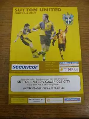 18/01/2005 Sutton United V Cambridge City • £3.99