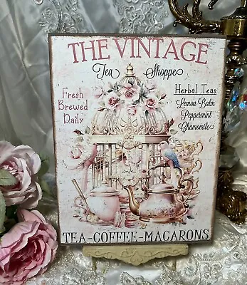 The Vintage Tea Shoppe Shabby Chic Handcrafted Plaque  Sign • $17.95