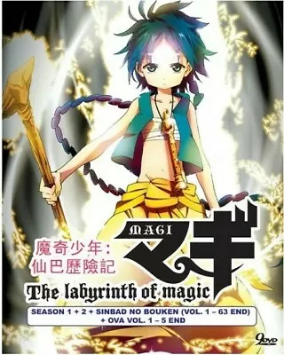 Anime DVD Magi-The Labyrinth Of Magic Season 1-3 (1-63End)+ OVA Vol 1-5 Eng Subs • $54.21