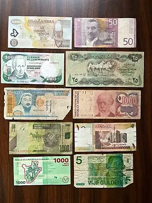 Vast Array Of 10 Foreign Banknotes Mixed World Paper Money Currency Lot • $10.95