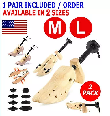 Pair 2-Way Wooden Adjustable Shoe Stretcher Expander Men Women Boot Size US 4-14 • $14.56