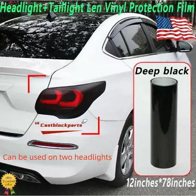 12 X78 Gloss Dark Black Film Smoke Tint Lens Vinyl Wrap For Headlight Taillight • $7.51