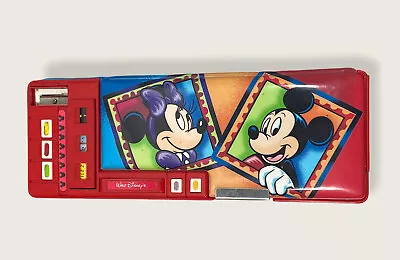 Vtg Walt Disney Mickey And Minnie Mouse Pencil Case Pop Up Sharpener Drawers  • $21.99