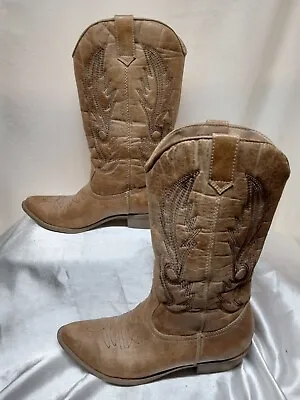  Coconuts By Matisse GUACHO Tan Faux Leather Point Toe Western Boots 7 M • $18.50