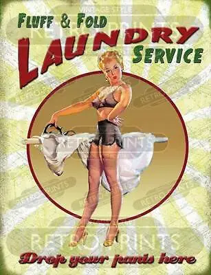 £5.25 • Buy DROP YOUR PANTS, FLUFF & FOLD LAUNDRY FUNNY METAL SIGN  PLAQUE - Vintage - Retro