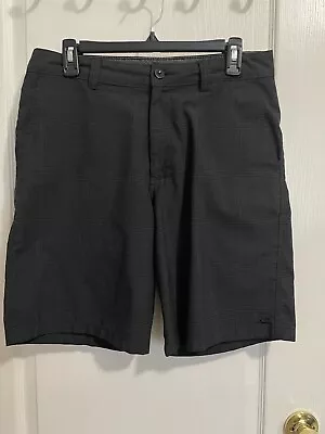 O’Neill Chino Shorts Casual Men's Size 32 Flat Front Plaid Charcoal Gray • $9.99