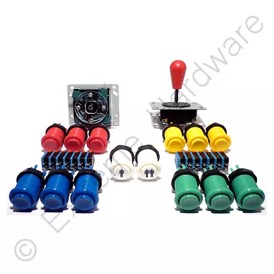£29.99 • Buy 2 Player Arcade Control Kit - 2 Bat Top Joysticks, 14 Buttons - MAME, JAMMA
