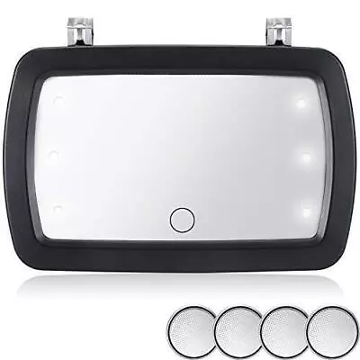 Car Visor Vanity Mirror Car Makeup Mirror With LED Lights For Car Truck Black • $15.99