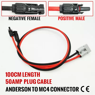50amp Anderson Plug To Mc-4 Solar Panel 110cm Cable Y Adaptor Connector Wiring • $18
