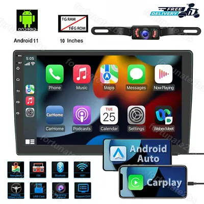 $119.69 • Buy 10.1  Android 11 For Apple Carplay Car Stereo Radio GPS WiFi 2Din+Back Up Camera