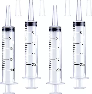 4 Pack 20ml Plastic Syringe Large Syringes Without Needle For Scientific • $13.74