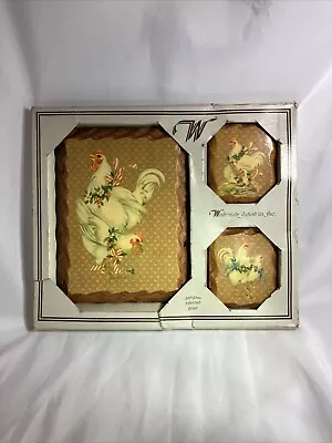 Vintage  Set Of 3  Rooster Chicken Chick Deadstock K Mart John Reed Wall Decor • $21.99