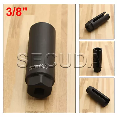 Black Lambda Remover Hand Tool O2 Sensor Socket 22mm 3/8 Sq Drive 8mm Slot • £9.99