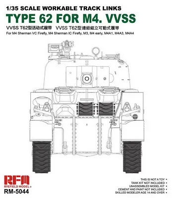 1/35 Workable Track Type 62 For Sherman VC/IC Firefly M3 M4A1 M4A3 M4 Early • $33.95