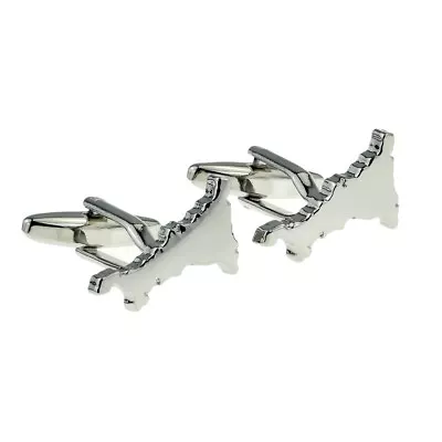 Outline Map Of Cornwall Silver Coloured Cufflinks           X2AJ980 • £8.99