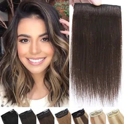 $10.80 • Buy One Piece Clip In Real Remy Human Hair Extensions Short/Topper Hair Pad Weft 12 