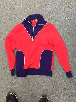 Vintage Kmart Track Shirt Jacket Acrylic Adult L 42-44 Red White Blue 1/4 Zip • $134.87