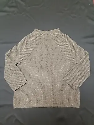 Muji Sweater Women's Large Brown Wool Yak Blend Rib Knit Crewneck Pullover • $23.25