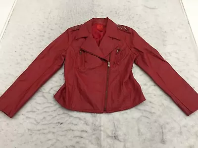 V Cristina Faux Alligator Moto Jacket Womens M Medium Red Full Zip Studded • $14.39