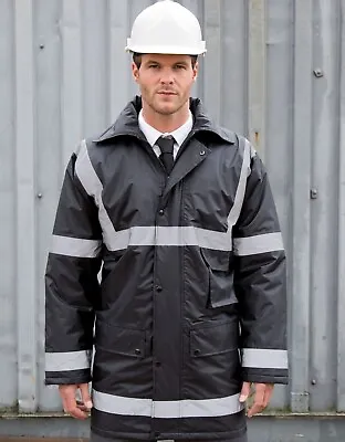 Result Coat Site Manager Hi Vis Security Parka Jacket Insulated Waterproof Zip • £35.99