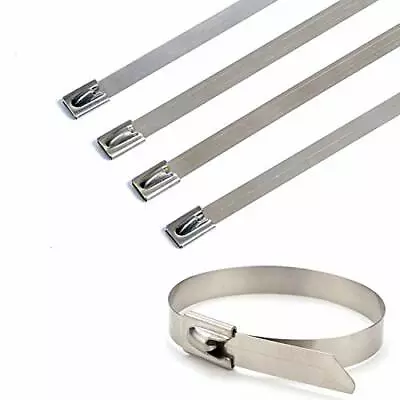 1-10 Strong Stainless Steel Marine Grade Metal Cable Ties Zip Tie Wraps Exhaust • £2.25