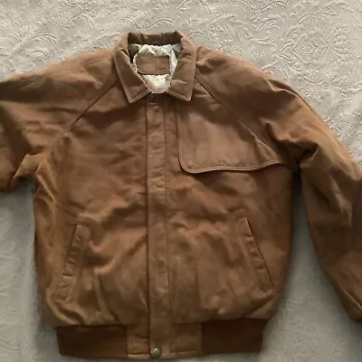 VTG Marlboro Jacket Mens Large Tan Brown Adventure Team Suede Leather Bomber • $155