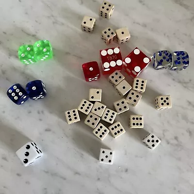 Vintage Old Lot Dice Mixed 30 Various Sizes Shapes Colors • $23