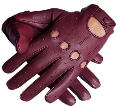 Burgundy Sheep Skin Leather Driving Gloves For Men • $24