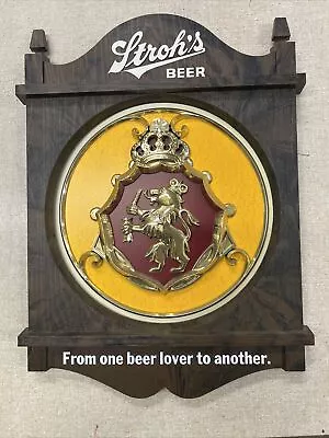 Vintage Stroh's Lion Placard Beer Bar Tavern Sign 18x13 • $33.99