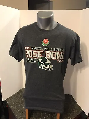 Michigan State Spartans 2014 Rose Bowl T-Shirt Adult M Gray Cotton Poly Slim • $10