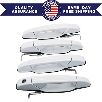 Olympic White Door Handles (Set Of 4) Fit For 2007-13 Chevy Silverado GMC Sierra • $54.98