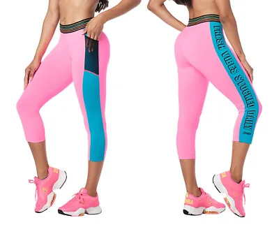 Zumba Pop Capri Leggings - Gumball Pink (bright Pink!) ~ XS  S  L  XL ~ New! • £33.73