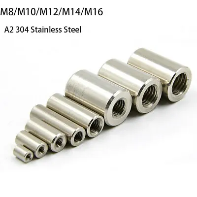 £3.06 • Buy M8 M10 -M16 Female Threaded Sleeve Rod Bar Stud Round Connector Nut Bolt Fixings