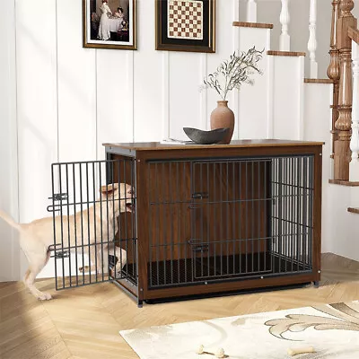 Vintage Wooden Dog Crate House Furniture Heavy Duty Dog Cage Kennel Sofa Table • $239.90